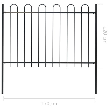 vidaXL Clôture de jardin avec dessus en cerceau Acier 1,7 m Noir