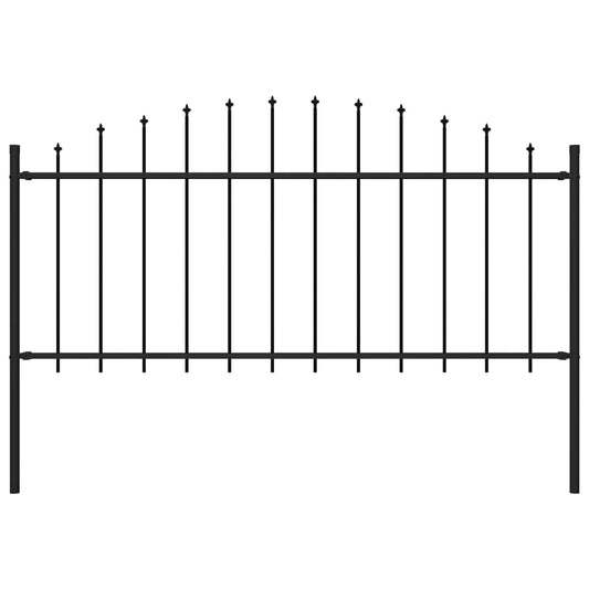 vidaXL Clôture de jardin à dessus en lance Acier (0,5-0,75)x1,7 m Noir