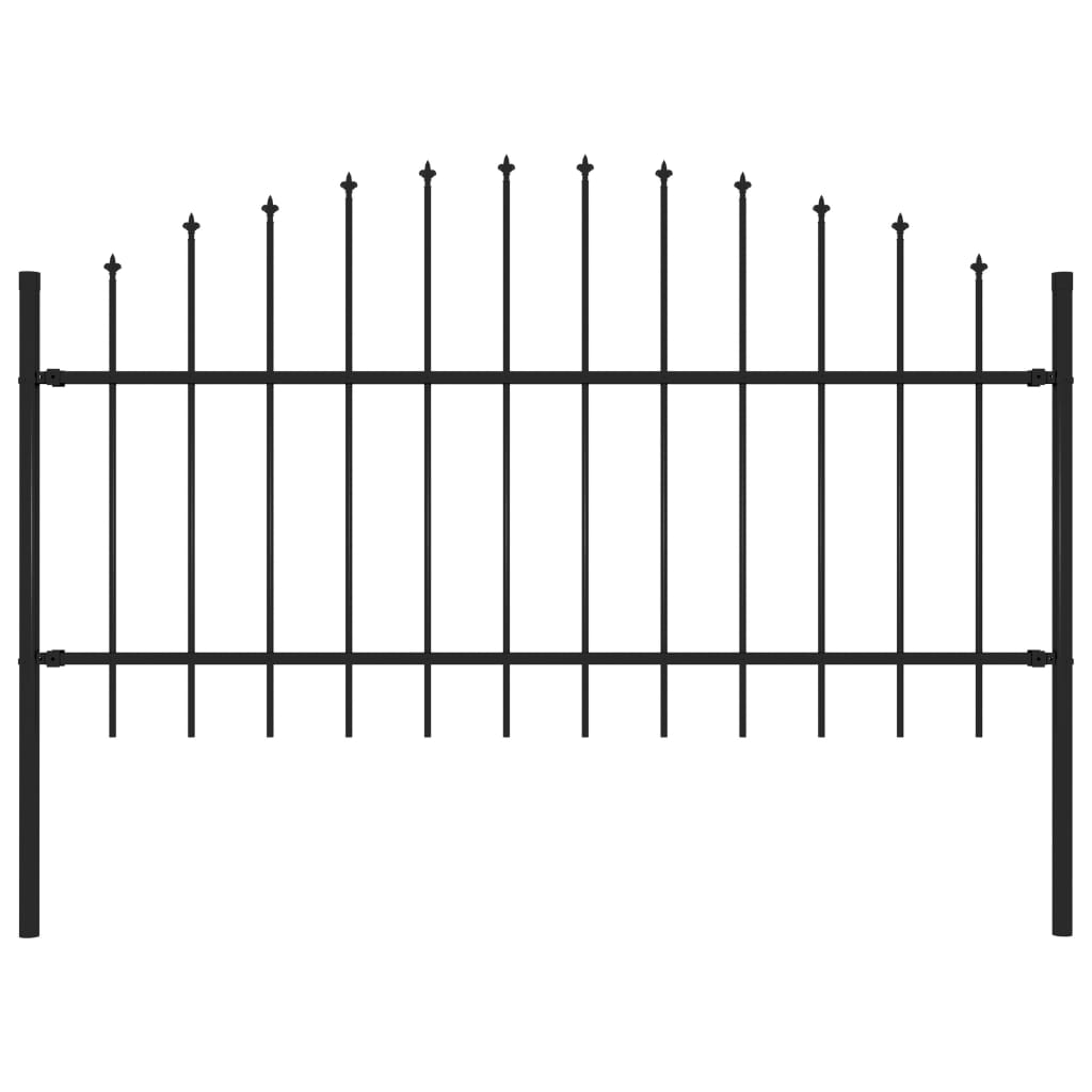 vidaXL Clôture de jardin avec dessus en lance Acier 1,7 m Noir