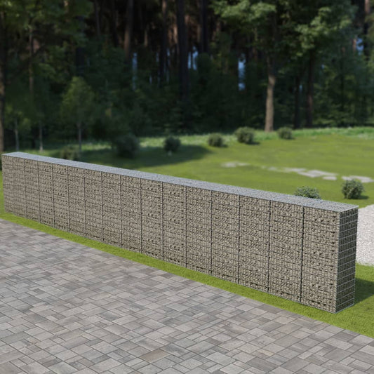 vidaXL Mur à gabion avec couvercles Acier galvanisé 900 x 50 x 150 cm