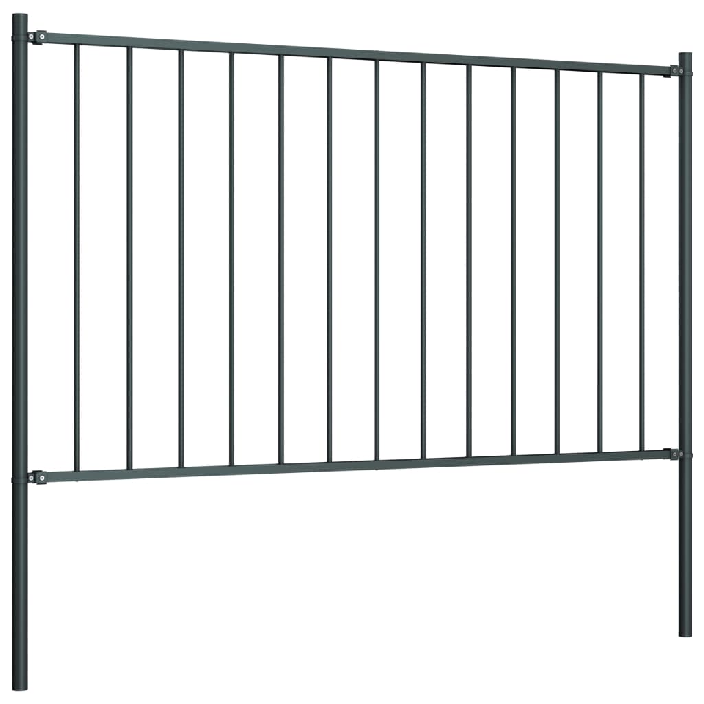 vidaXL Panneau clôture et poteaux acier enduit de poudre anthracite