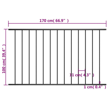 vidaXL Panneau de clôture Acier enduit de poudre 1,7x1 m Noir