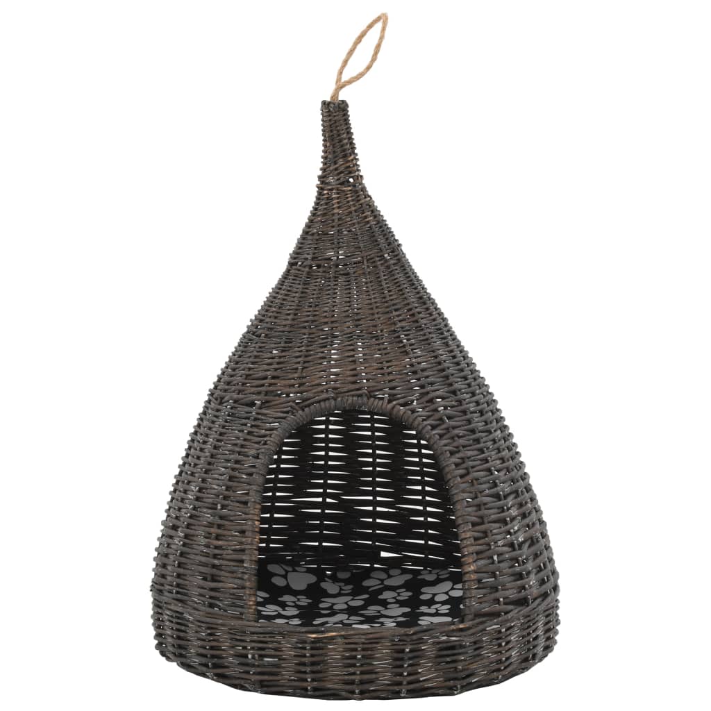 vidaXL Panier pour chats avec coussin Gris 40x60 cm Saule naturel
