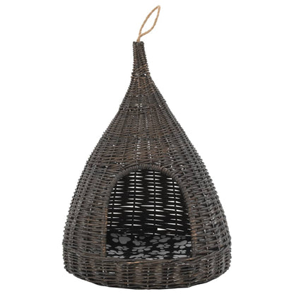 vidaXL Panier pour chats avec coussin Gris 40x60 cm Saule naturel