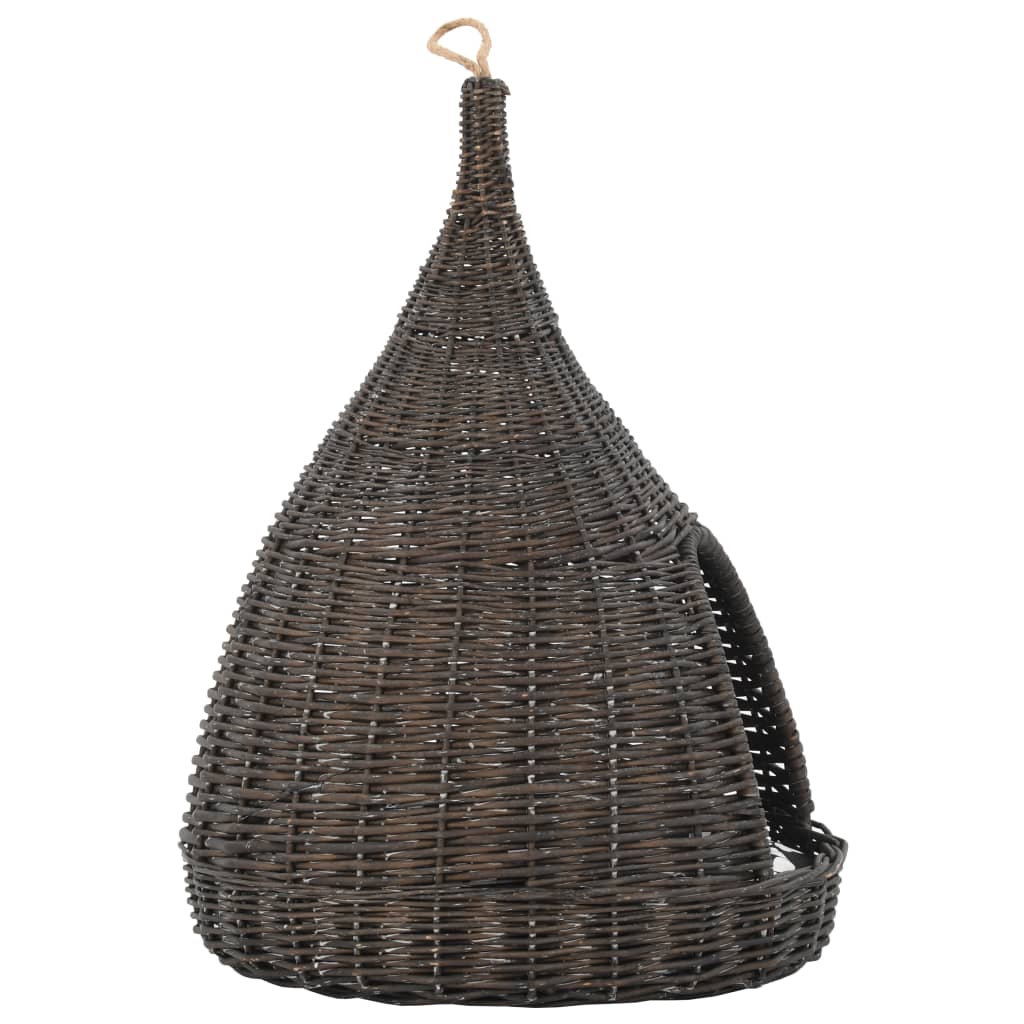 vidaXL Panier pour chats avec coussin Gris 40x60 cm Saule naturel