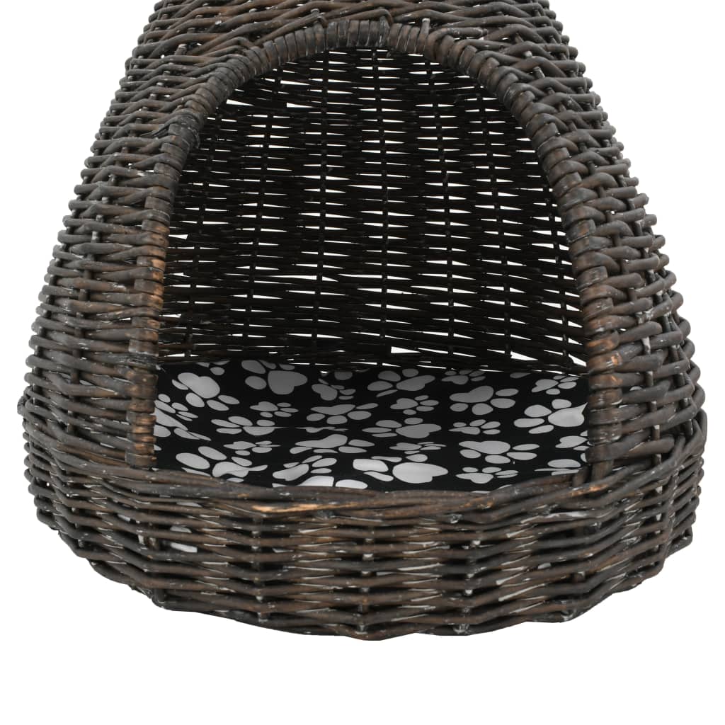vidaXL Panier pour chats avec coussin Gris 40x60 cm Saule naturel