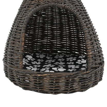 vidaXL Panier pour chats avec coussin Gris 40x60 cm Saule naturel