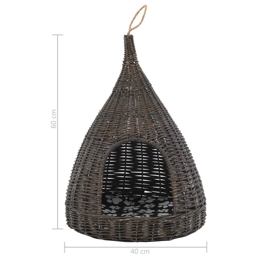 vidaXL Panier pour chats avec coussin Gris 40x60 cm Saule naturel