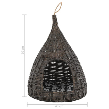 vidaXL Panier pour chats avec coussin Gris 40x60 cm Saule naturel