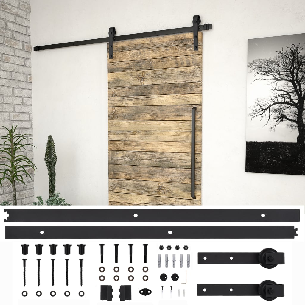 vidaXL Kit de quincaillerie de porte coulissante SKIEN 200 cm noir