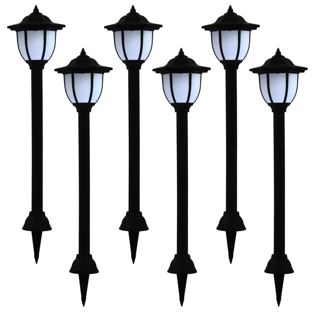 vidaXL Lampes solaires à LED d'extérieur 6 pcs Noir
