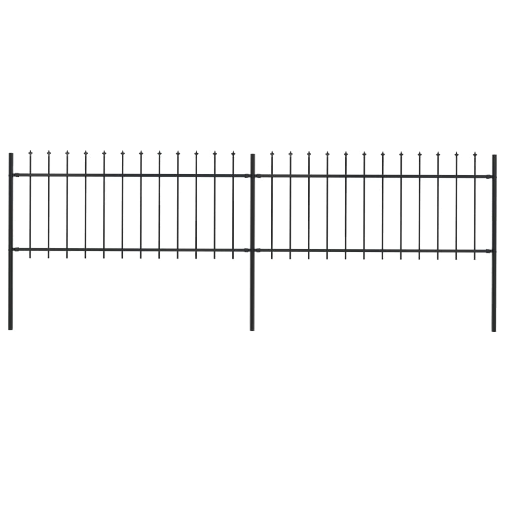 vidaXL Clôture de jardin avec dessus en lance Acier 3,4x0,8 m Noir
