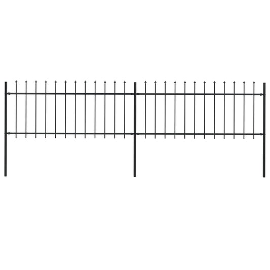 vidaXL Clôture de jardin avec dessus en lance Acier 3,4x0,8 m Noir