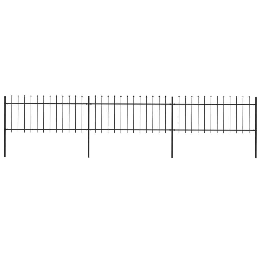 vidaXL Clôture de jardin avec dessus en lance Acier 5,1 x 0,8 m Noir