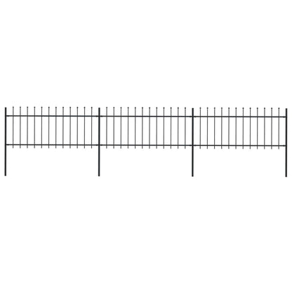 vidaXL Clôture de jardin avec dessus en lance Acier 5,1 x 0,8 m Noir