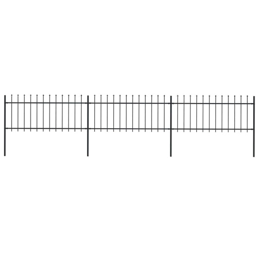 vidaXL Clôture de jardin avec dessus en lance Acier 5,1 x 0,8 m Noir