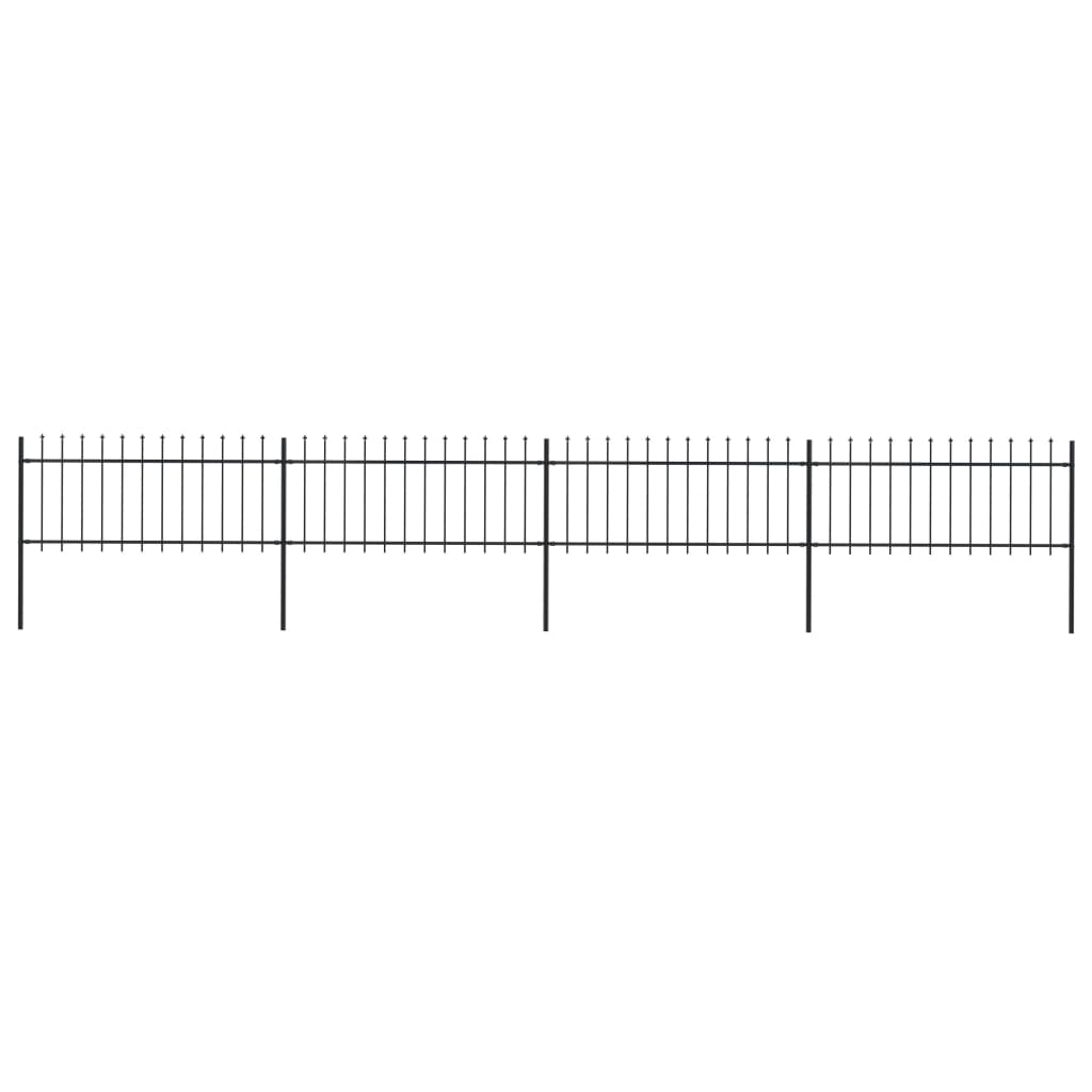 vidaXL Clôture de jardin avec dessus en lance Acier 6,8x0,8 m Noir