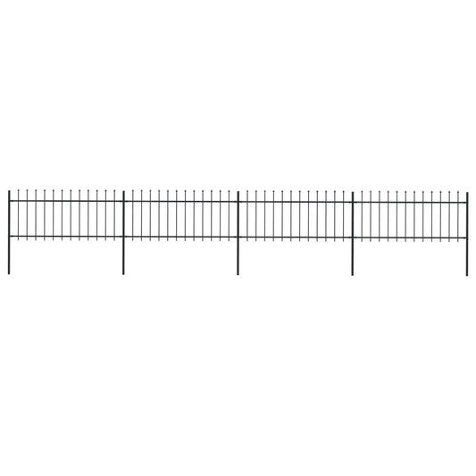 vidaXL Clôture de jardin avec dessus en lance Acier 6,8x0,8 m Noir