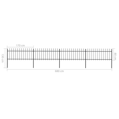 vidaXL Clôture de jardin avec dessus en lance Acier 6,8x0,8 m Noir