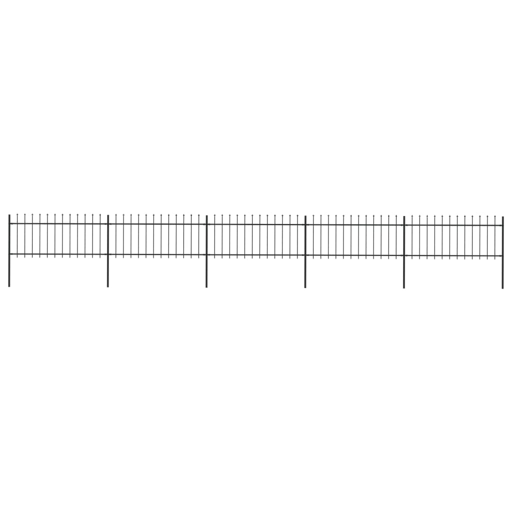 vidaXL Clôture de jardin avec dessus en lance Acier 8,5x0,8 m Noir