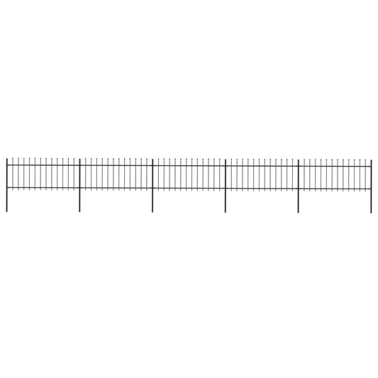 vidaXL Clôture de jardin avec dessus en lance Acier 8,5x0,8 m Noir