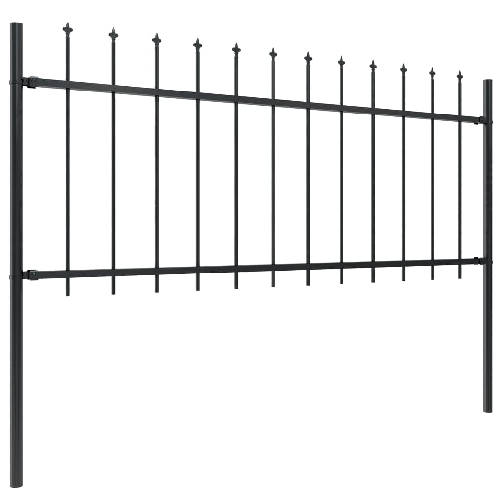 vidaXL Clôture de jardin avec dessus en lance Acier 8,5x0,8 m Noir