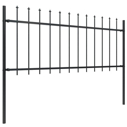 vidaXL Clôture de jardin avec dessus en lance Acier 8,5x0,8 m Noir