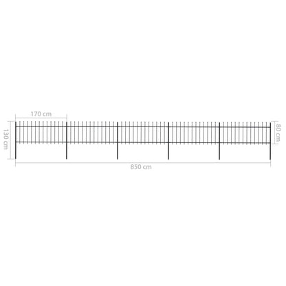 vidaXL Clôture de jardin avec dessus en lance Acier 8,5x0,8 m Noir