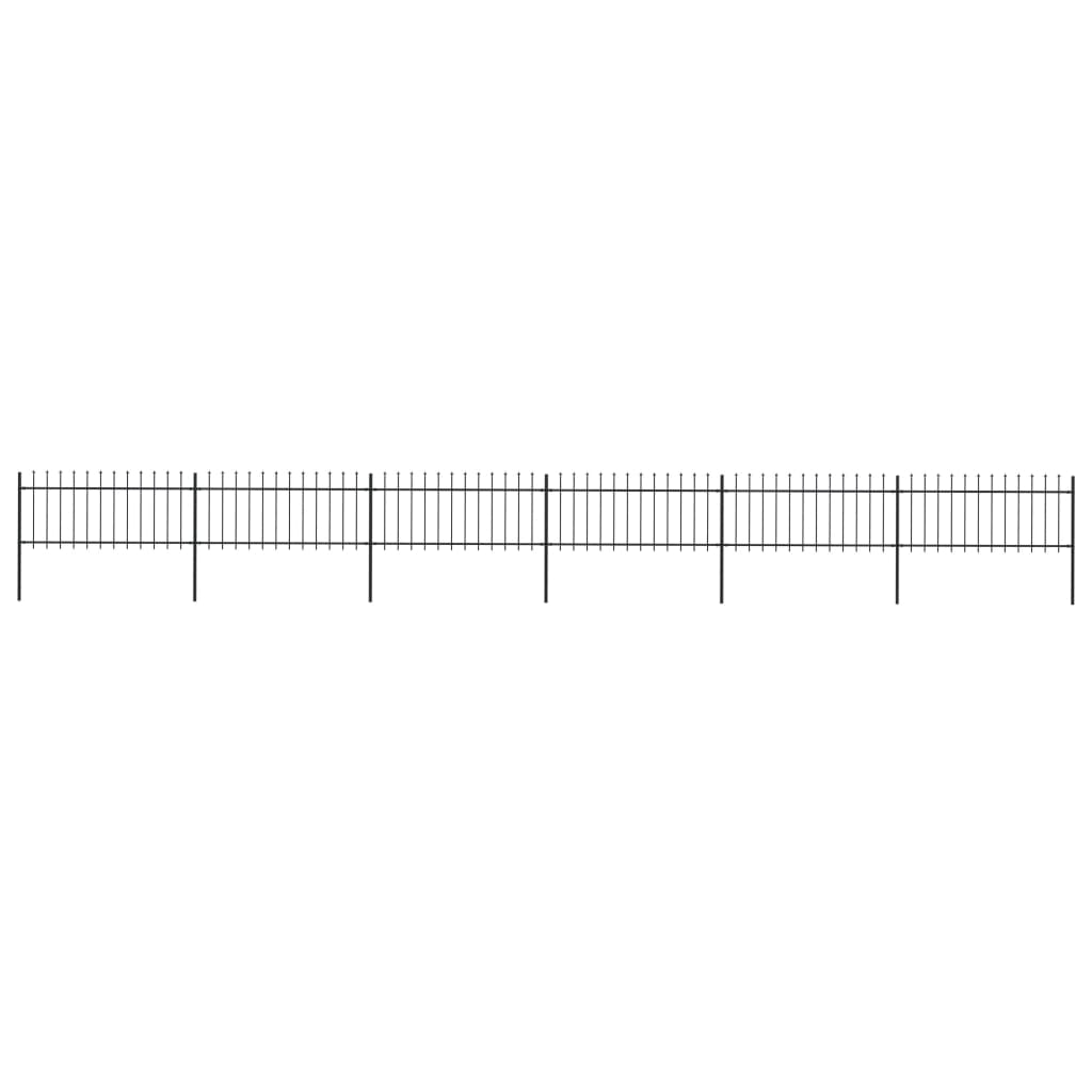 vidaXL Clôture de jardin avec dessus en lance Acier 10,2x0,8 m Noir