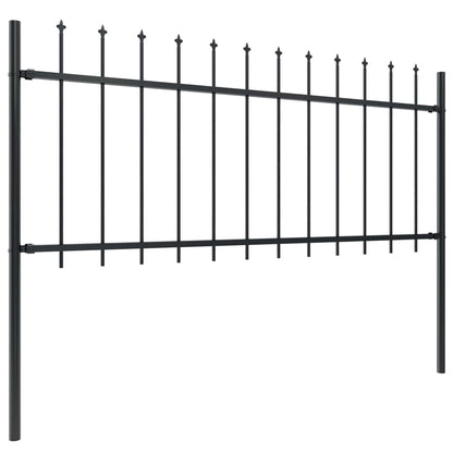 vidaXL Clôture de jardin avec dessus en lance Acier 10,2x0,8 m Noir
