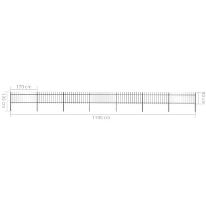 vidaXL Clôture de jardin avec dessus en lance Acier 11,9 x 0,8 m Noir