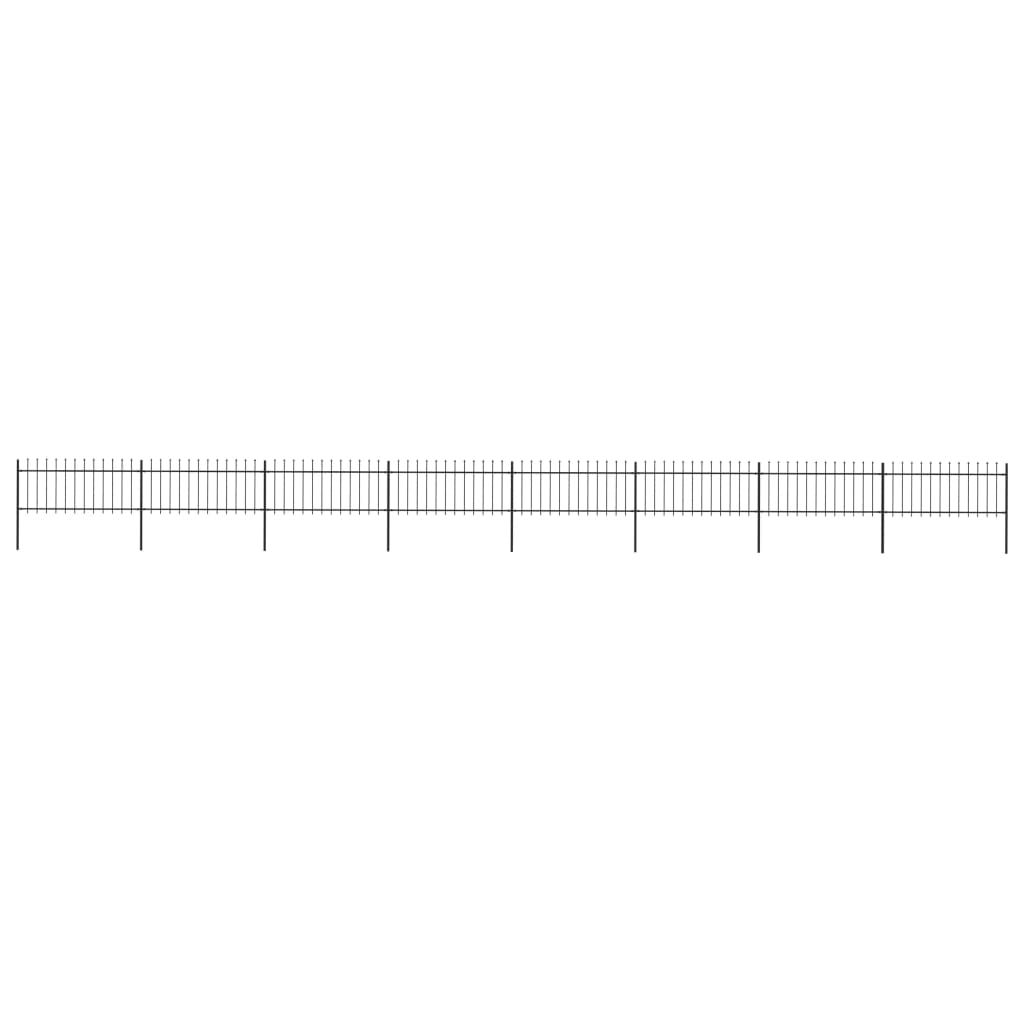 vidaXL Clôture de jardin avec dessus en lance Acier 13,6 x 0,8 m Noir