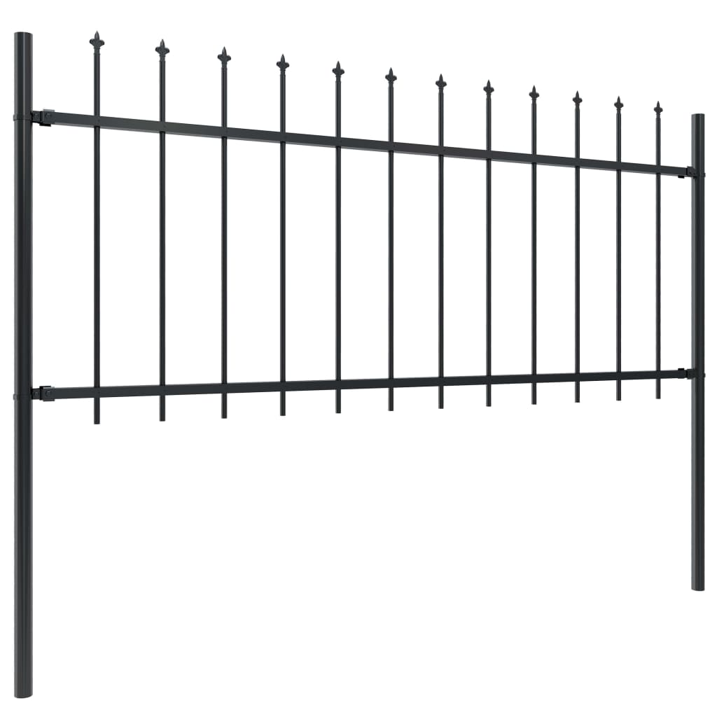 vidaXL Clôture de jardin avec dessus en lance Acier 13,6 x 0,8 m Noir