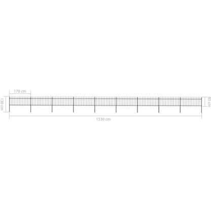 vidaXL Clôture de jardin avec dessus en lance Acier 15,3 x 0,8 m Noir