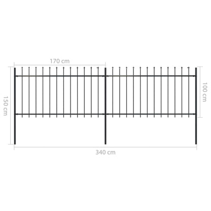 vidaXL Clôture de jardin avec dessus en lance Acier 3,4 x 1 m Noir