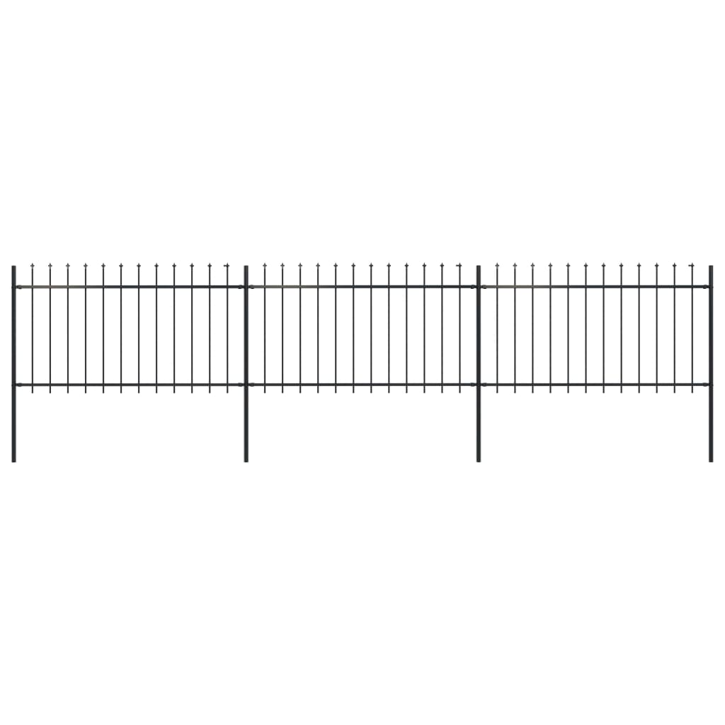 vidaXL Clôture de jardin avec dessus en lance Acier 5,1 x 1 m Noir
