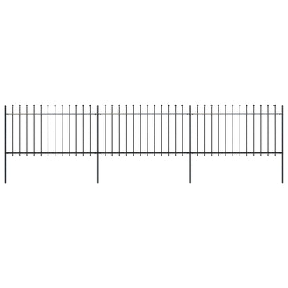 vidaXL Clôture de jardin avec dessus en lance Acier 5,1 x 1 m Noir