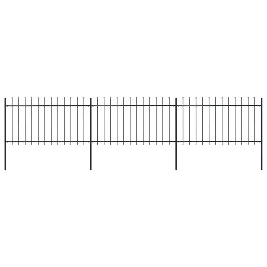 vidaXL Clôture de jardin avec dessus en lance Acier 5,1 x 1 m Noir