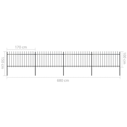 vidaXL Clôture de jardin avec dessus en lance Acier 6,8 x 1 m Noir