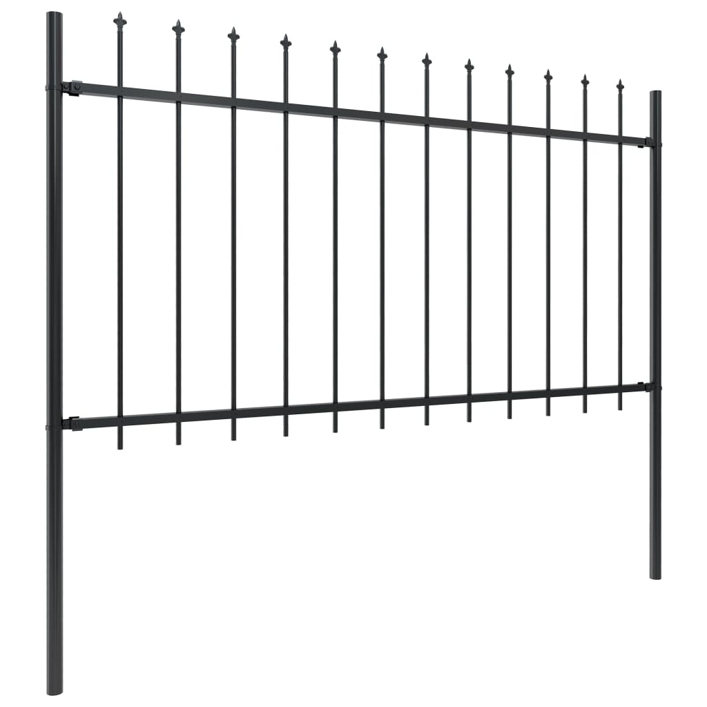 vidaXL Clôture de jardin avec dessus en lance Acier 8,5x1 m Noir