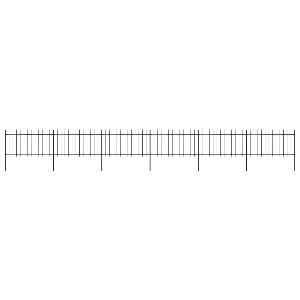 vidaXL Clôture de jardin avec dessus en lance Acier 10,2 x 1 m Noir