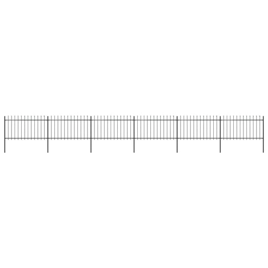 vidaXL Clôture de jardin avec dessus en lance Acier 10,2 x 1 m Noir