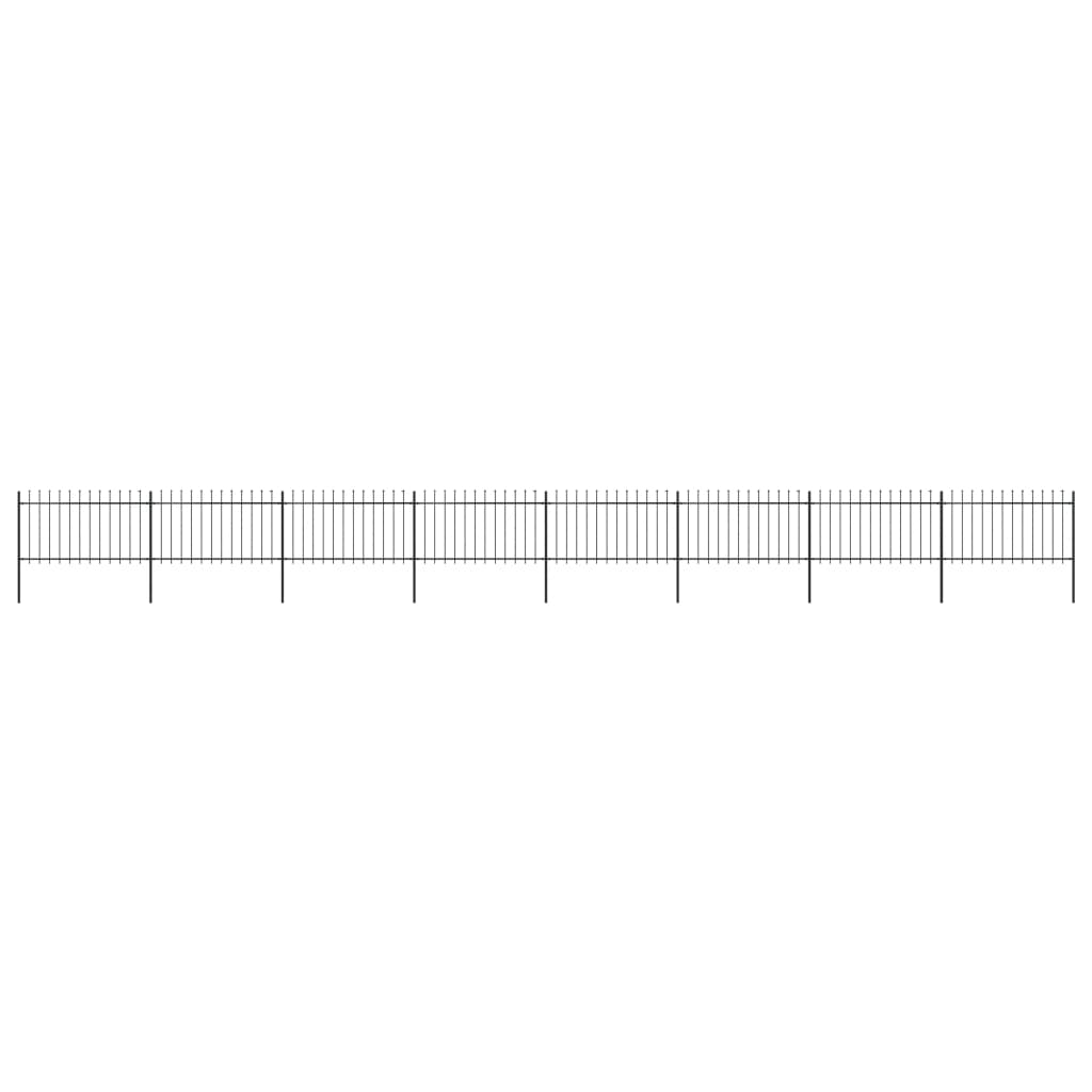 vidaXL Clôture de jardin avec dessus en lance Acier 13,6 x 1 m Noir