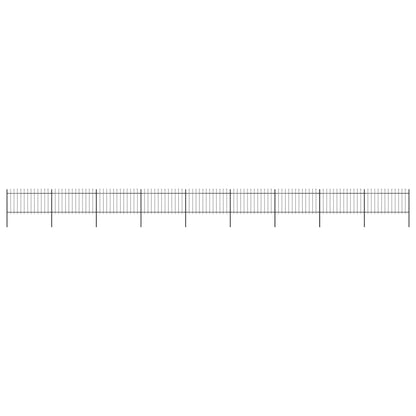 vidaXL Clôture de jardin avec dessus en lance Acier 15,3 x 1 m Noir