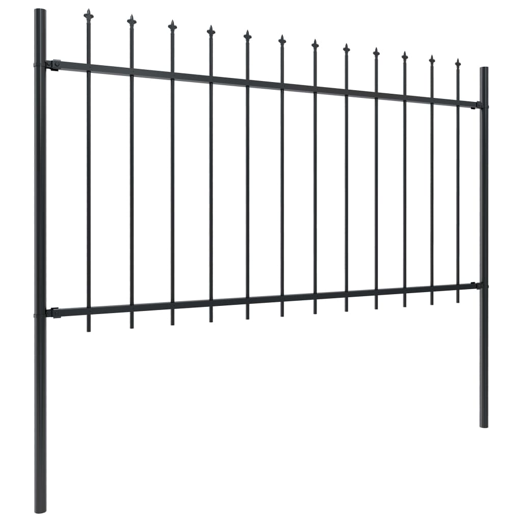 vidaXL Clôture de jardin avec dessus en lance Acier 15,3 x 1 m Noir
