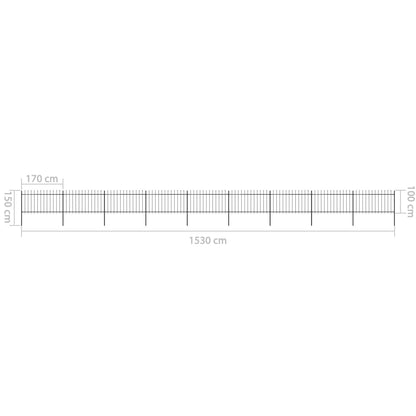 vidaXL Clôture de jardin avec dessus en lance Acier 15,3 x 1 m Noir
