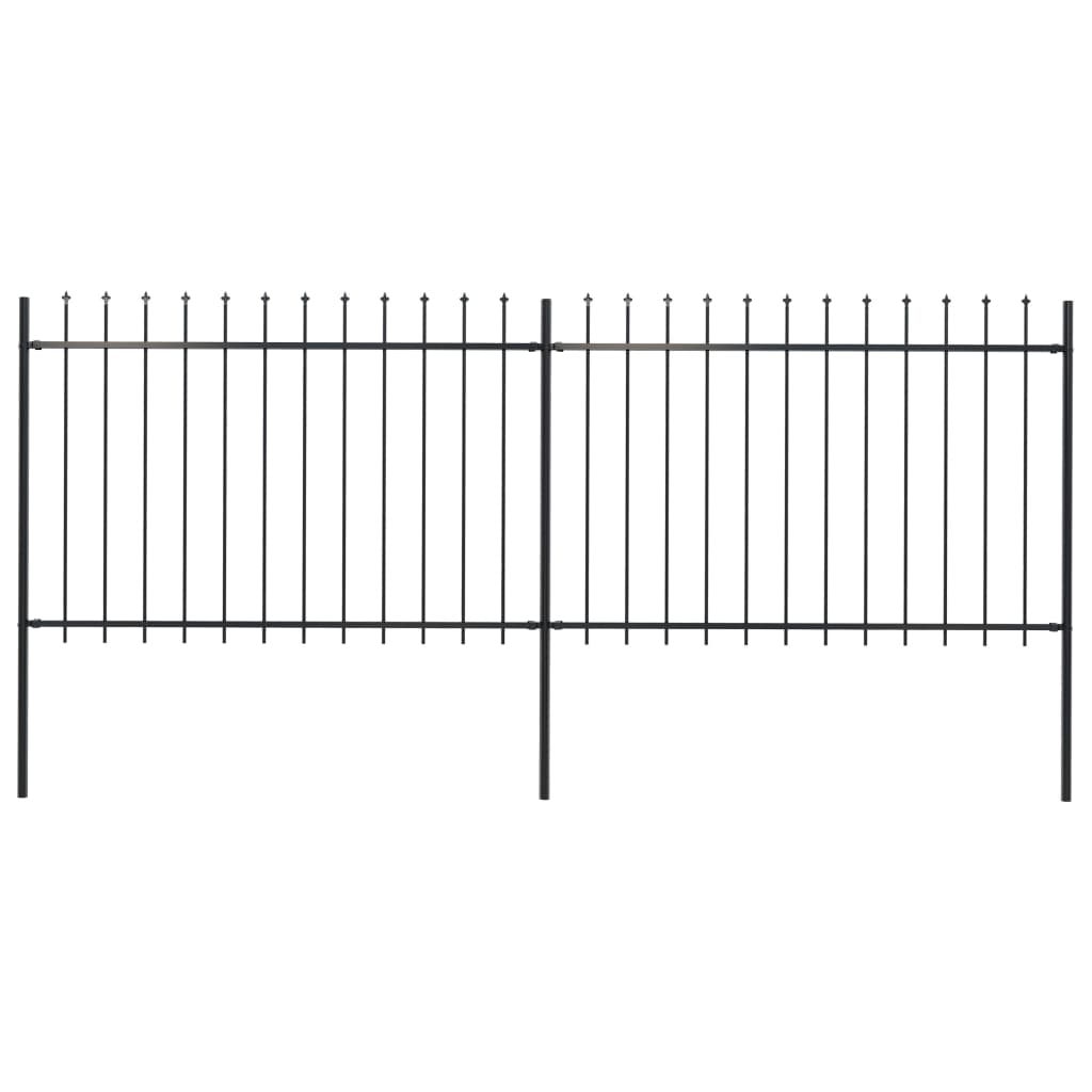vidaXL Clôture de jardin avec dessus en lance Acier 3,4x1,2 m Noir