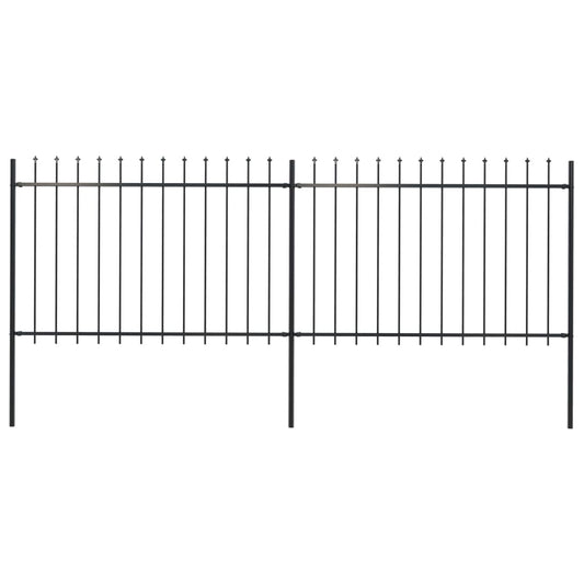 vidaXL Clôture de jardin avec dessus en lance Acier 3,4x1,2 m Noir