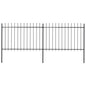 vidaXL Clôture de jardin avec dessus en lance Acier 3,4x1,2 m Noir