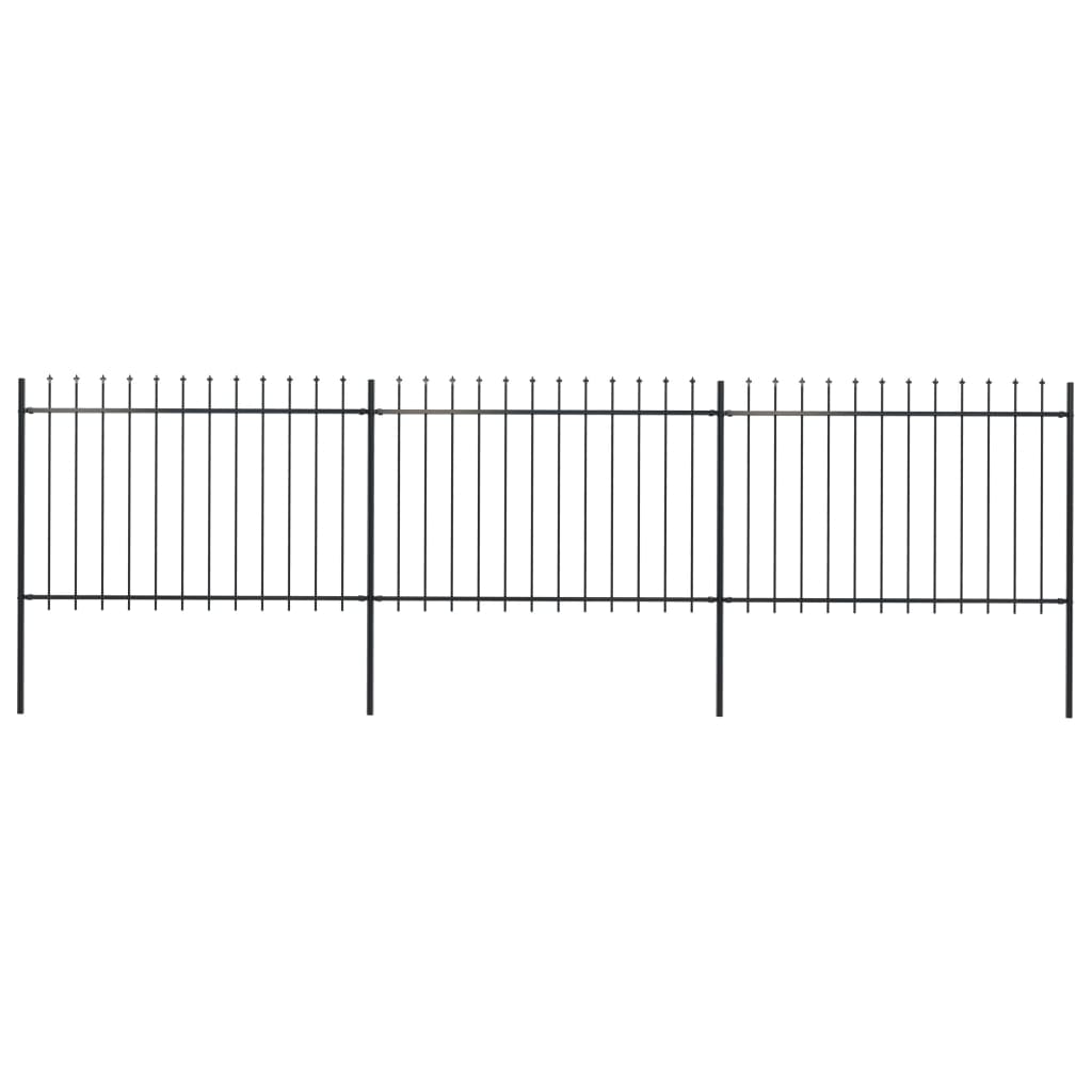 vidaXL Clôture de jardin avec dessus en lance Acier 5,1 x 1,2 m Noir